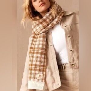 Timberland Tan and Cream Checkered Scarf